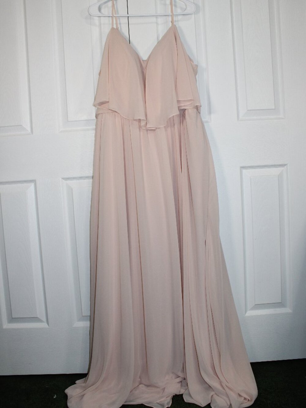 Kennedy Blue Spaghetti Strap Flowy Bridesmaid Maxi Dress in Light Pink